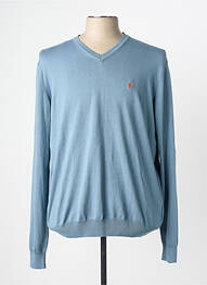 Pull col v manches longues bleu MCS homme