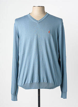 Pull col v manches longues bleu MCS homme