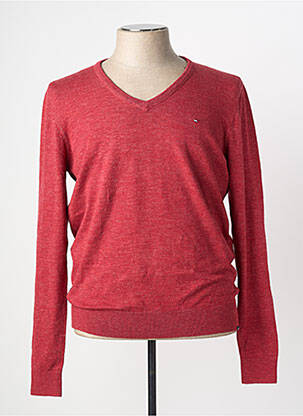 Pull col v manches longues rouge TOMMY HILFIGER homme