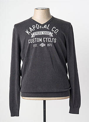 Pull col v manches longues gris KAPORAL homme