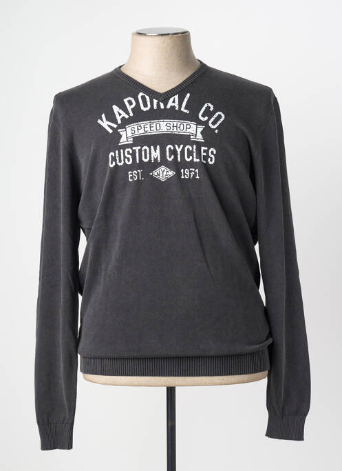 Pull col v manches longues gris KAPORAL homme