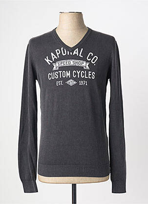 Pull col v manches longues gris KAPORAL homme