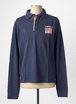 Polo manches longues manches longues bleu DEELUXE homme