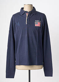 Polo manches longues manches longues bleu DEELUXE homme