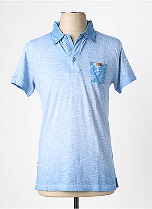 Polo tissage chiné manches courtes bleu DEELUXE homme