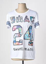 T-shirt stretch manches courtes blanc GAUDI homme