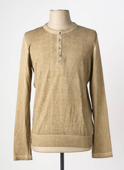 T-shirt coupe cintrée manches longues beige MCS homme