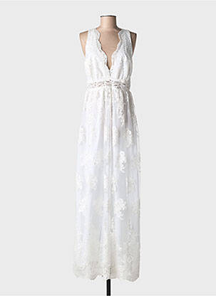 Robe longue sans manche sans manche beige IBIMODA femme