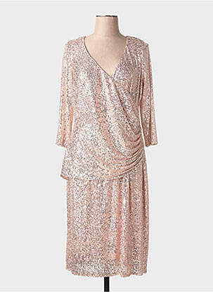 Robe mi-longue manches longues manches longues rose SONIA PENA femme