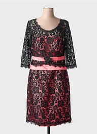 Robe mi-longue manches longues manches longues noir MARFIL femme