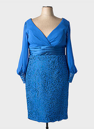 Robe mi-longue manches longues manches longues bleu MARFIL femme