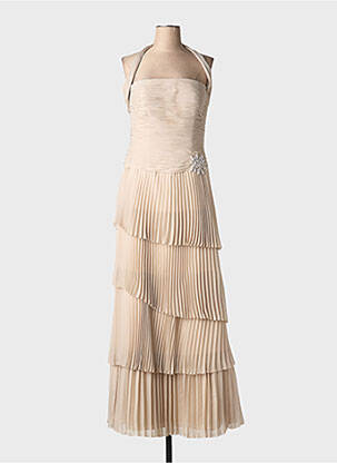 Robe longue sans manche sans manche beige FARA FIESTA femme