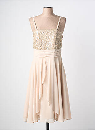 Robe mi-longue tissage crêpe sans manche beige ASCIA femme