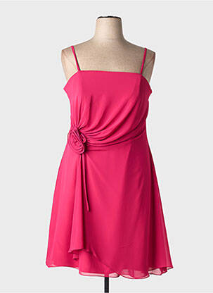 Robe mi-longue tissage crêpe sans manche rose ASCIA femme