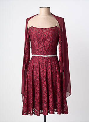 Robe mi-longue manches longues manches longues rouge FIESTA femme