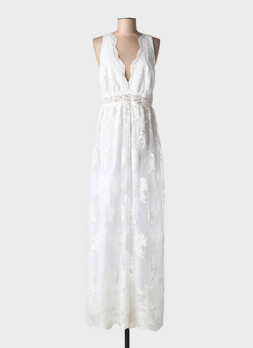 Robe longue sans manche sans manche beige IBIMODA femme