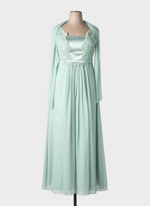 Robe longue tissage crêpe sans manche vert LAUTINEL PARIS femme