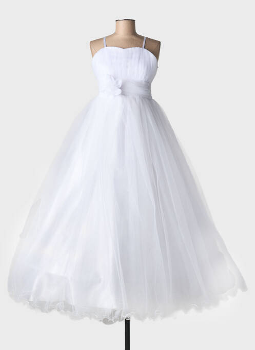 Robe longue doublure textile fines bretelles blanc CHRISTELLA fille