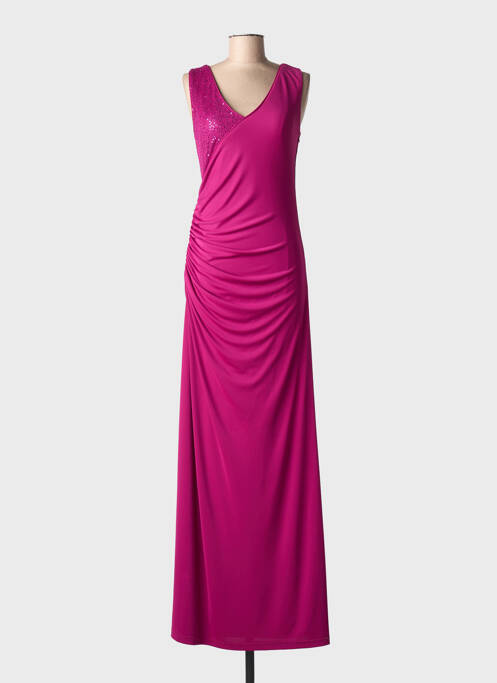 Robe longue tissage crêpe sans manche violet ASCIA femme