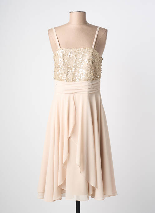 Robe mi-longue tissage crêpe sans manche beige ASCIA femme