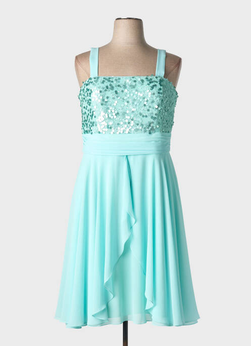 Robe mi-longue tissage crêpe sans manche bleu ASCIA femme