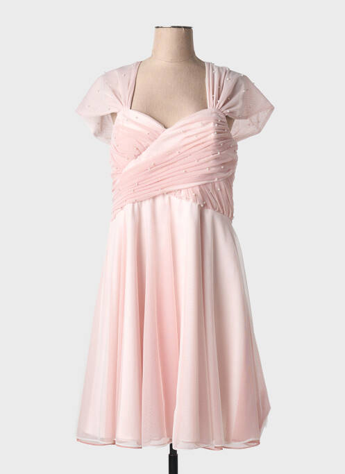 Robe mi-longue fermeture zippée au dos manches courtes rose ASCIA femme