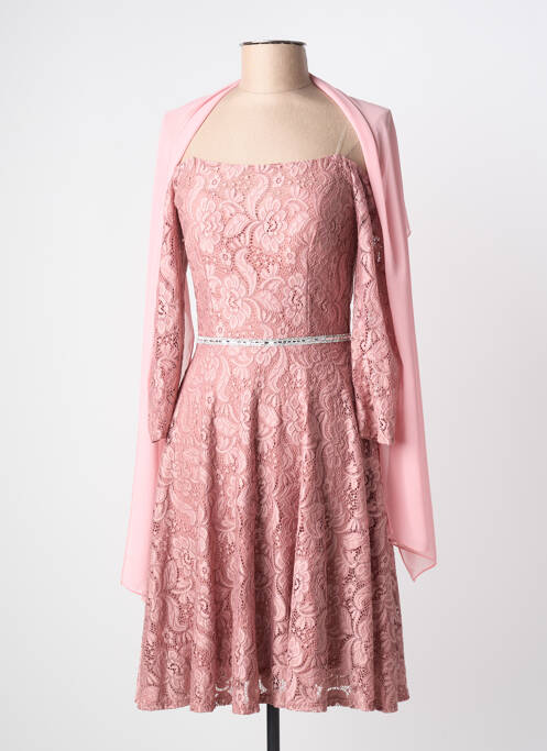 Robe mi-longue manches longues manches longues rose FIESTA femme