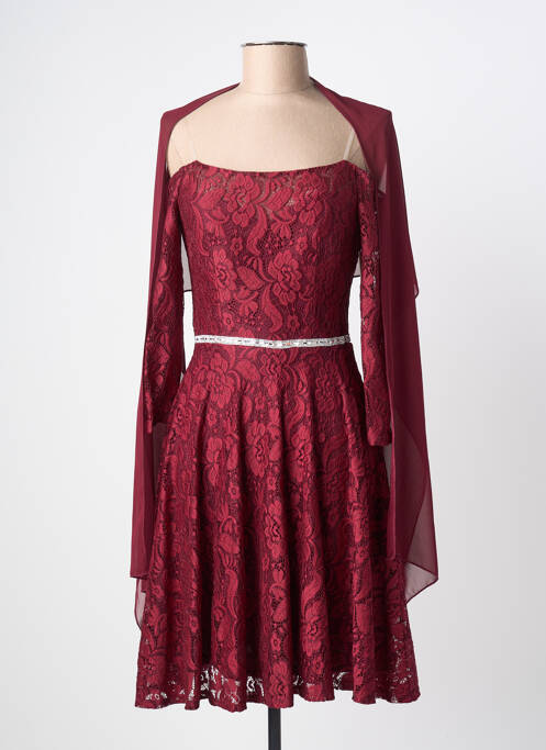 Robe mi-longue manches longues manches longues rouge FIESTA femme