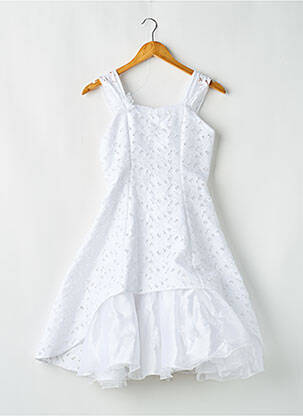 Robe mi-longue col carré fines bretelles blanc CHRISTELLA fille