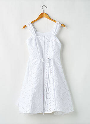 Robe mi-longue col carré fines bretelles blanc CHRISTELLA fille