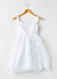 Robe mi-longue col carré fines bretelles blanc JUJU fille