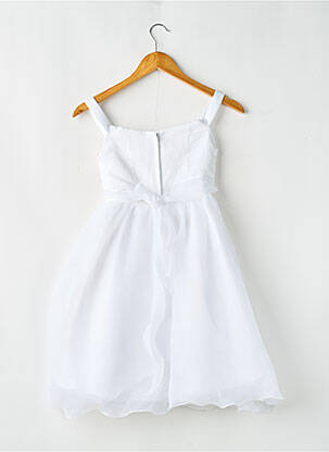 Robe mi-longue col carré fines bretelles blanc JUJU fille