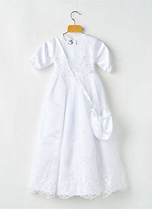 Robe mi-longue doublure manches courtes blanc CHRISTELLA fille