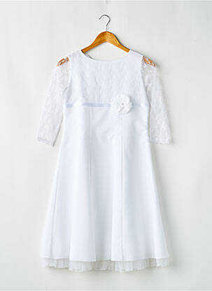 Robe mi-longue doublure manches longues blanc BIAN CORELLA fille