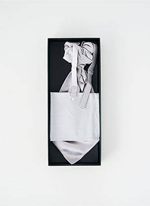 Cravate effet matière satinée argent CAVALIERE CEREMONY homme