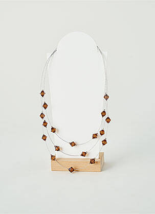 Collier ornement pierre marron H.DUBIN femme