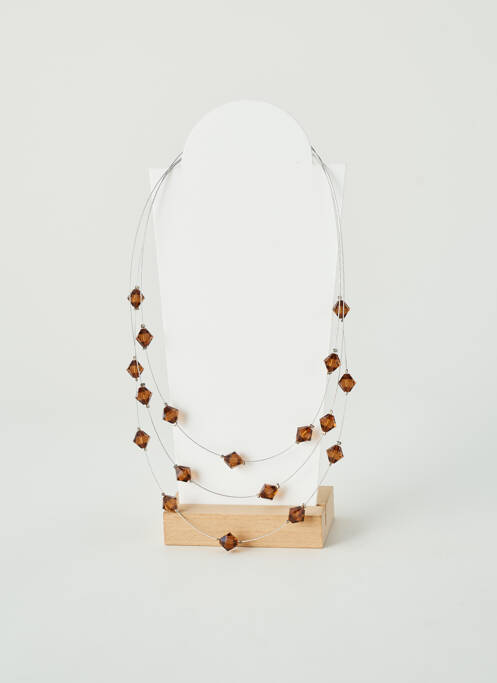Collier ornement pierre marron H.DUBIN femme