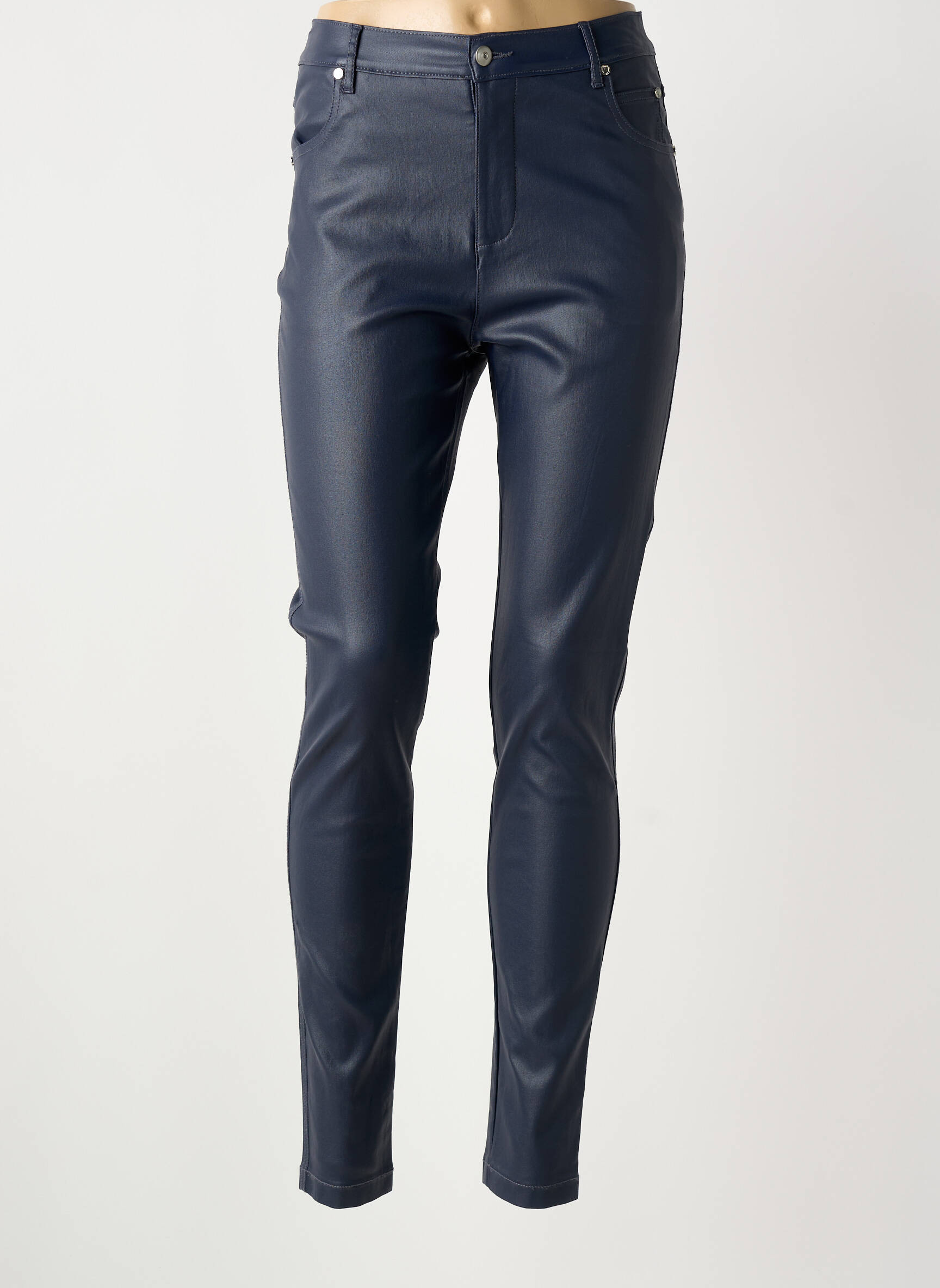Pantalon slim taille haute taille haute bleu MARBLE femme