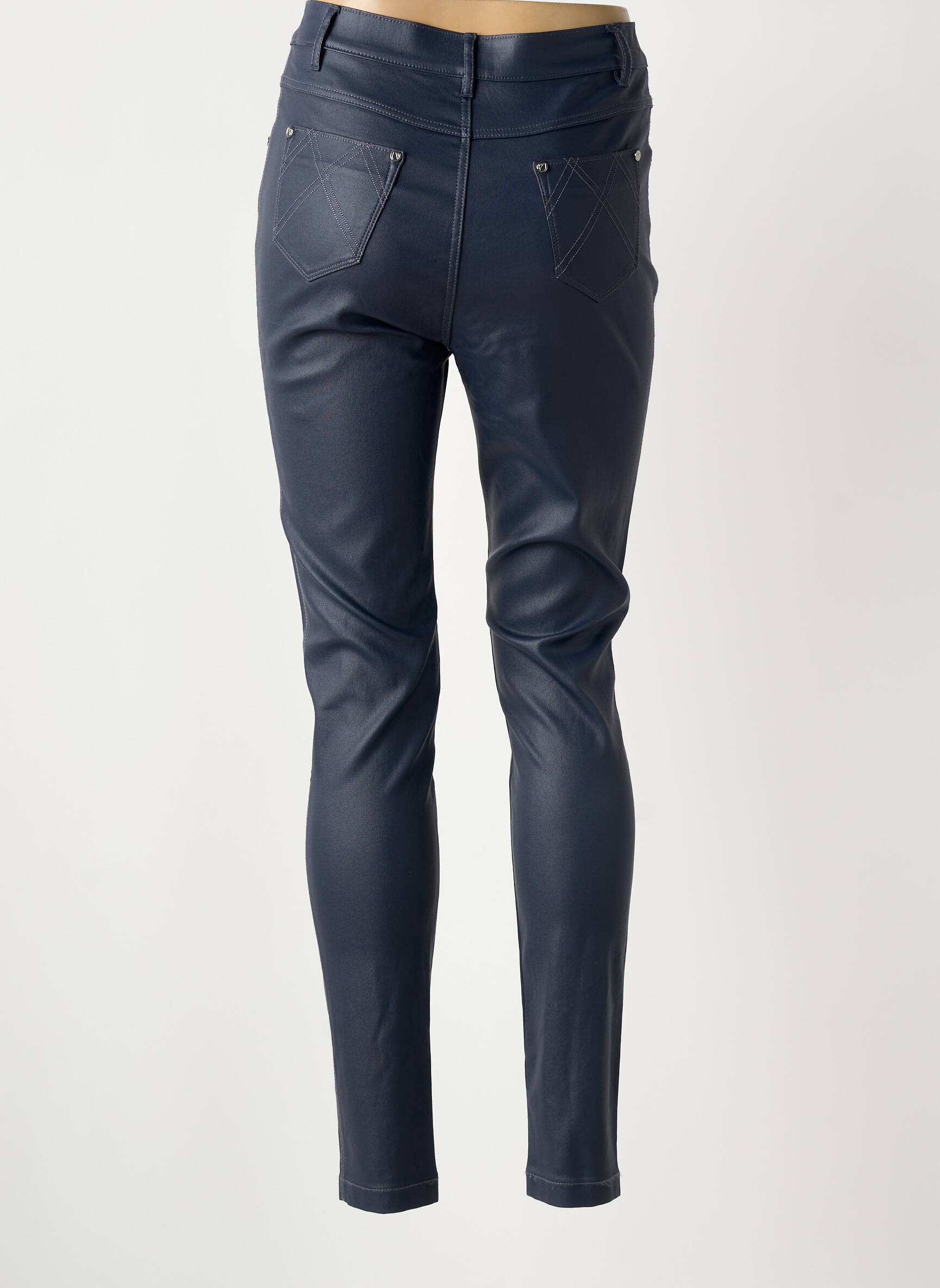 Pantalon slim taille haute taille haute bleu MARBLE femme