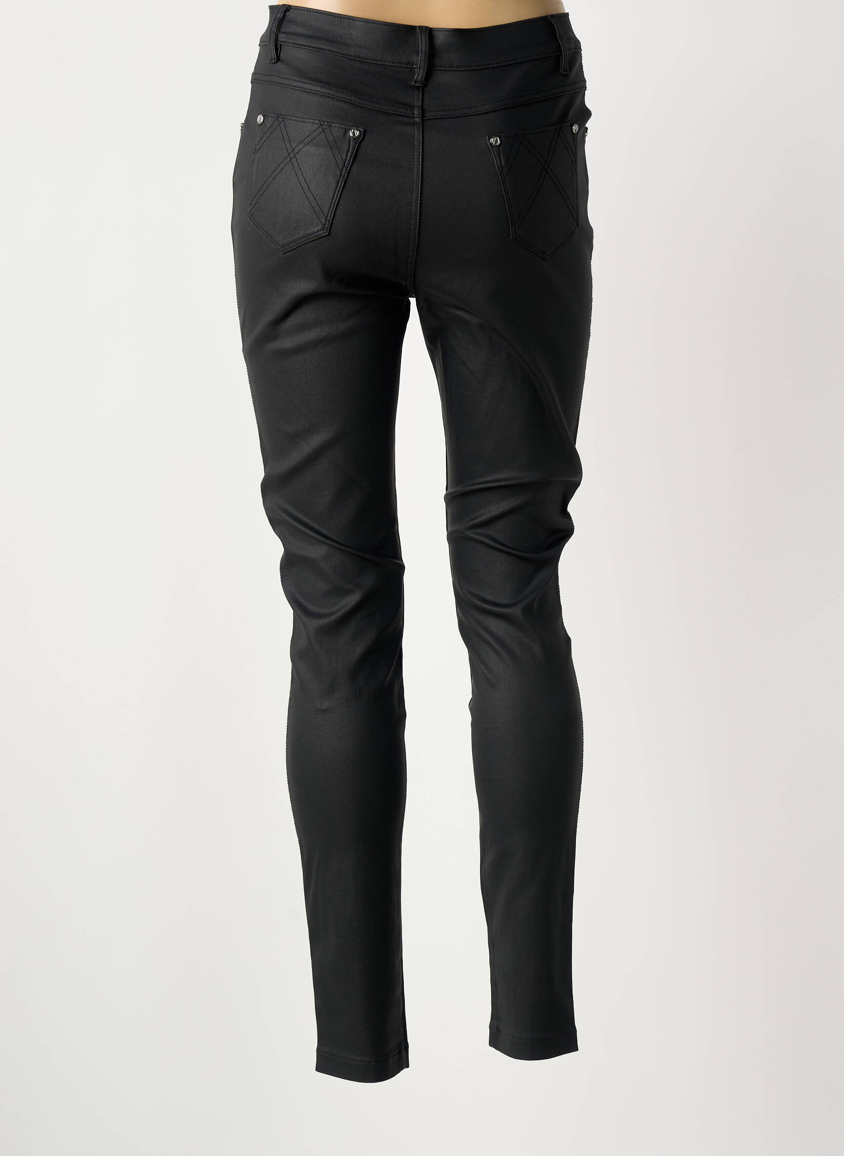 Pantalon slim taille haute taille haute noir MARBLE femme