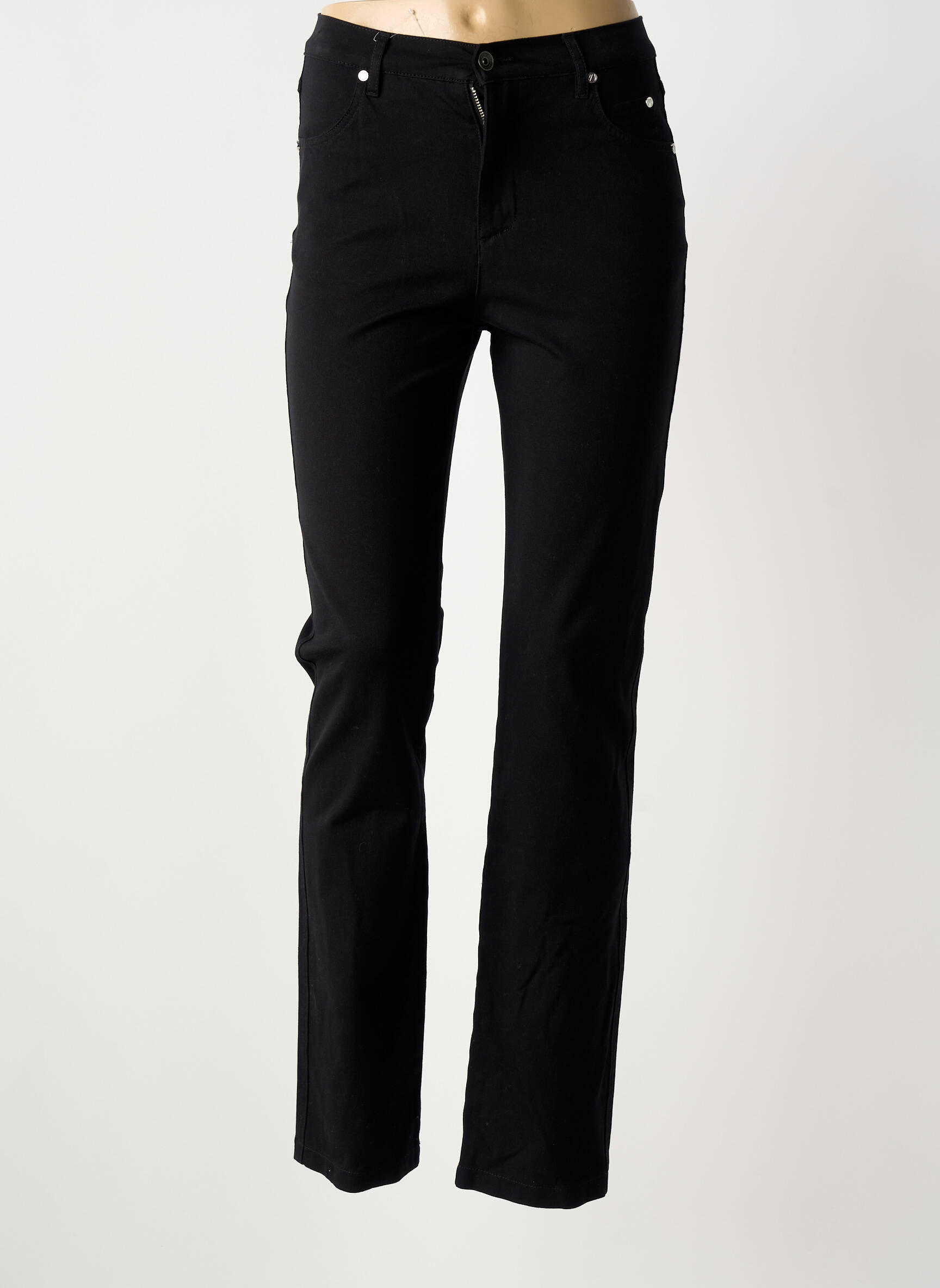 Jeans coupe slim stretch taille haute noir MARBLE femme