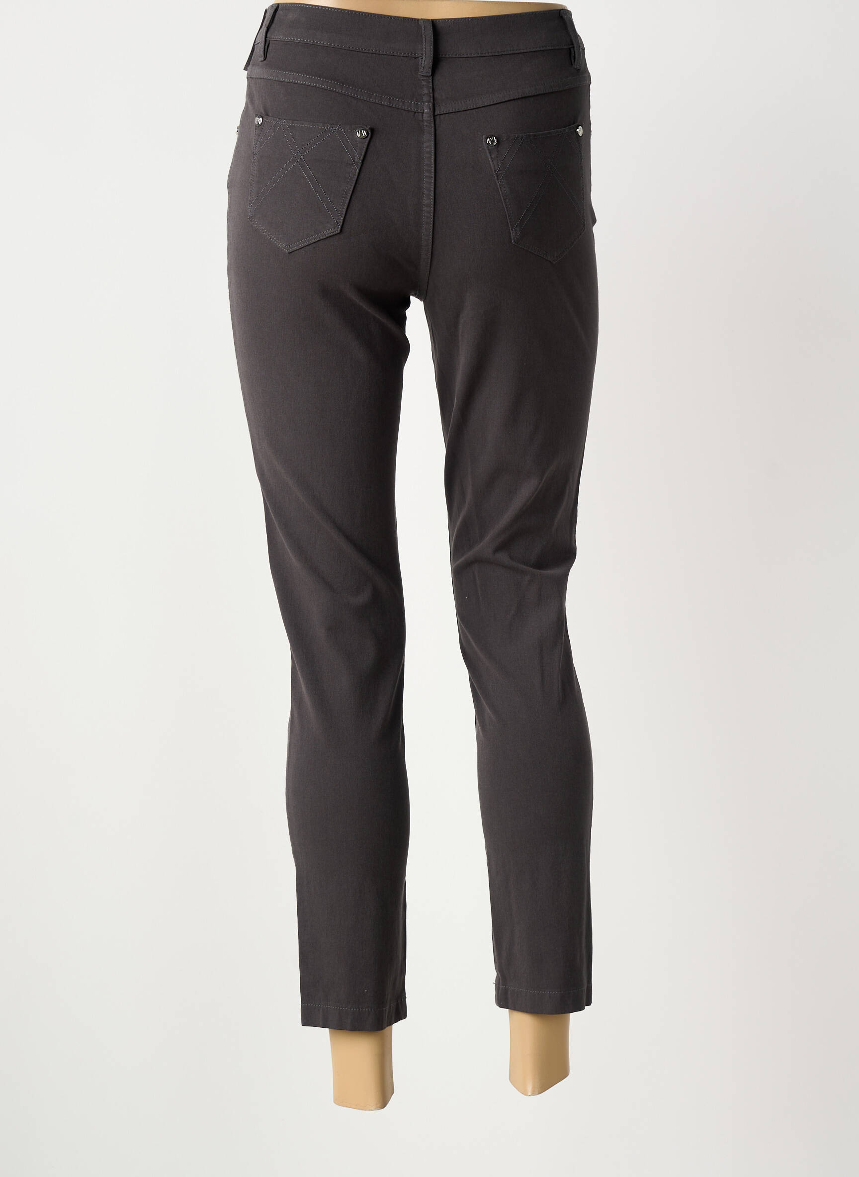 Jeans coupe slim stretch taille haute gris MARBLE femme