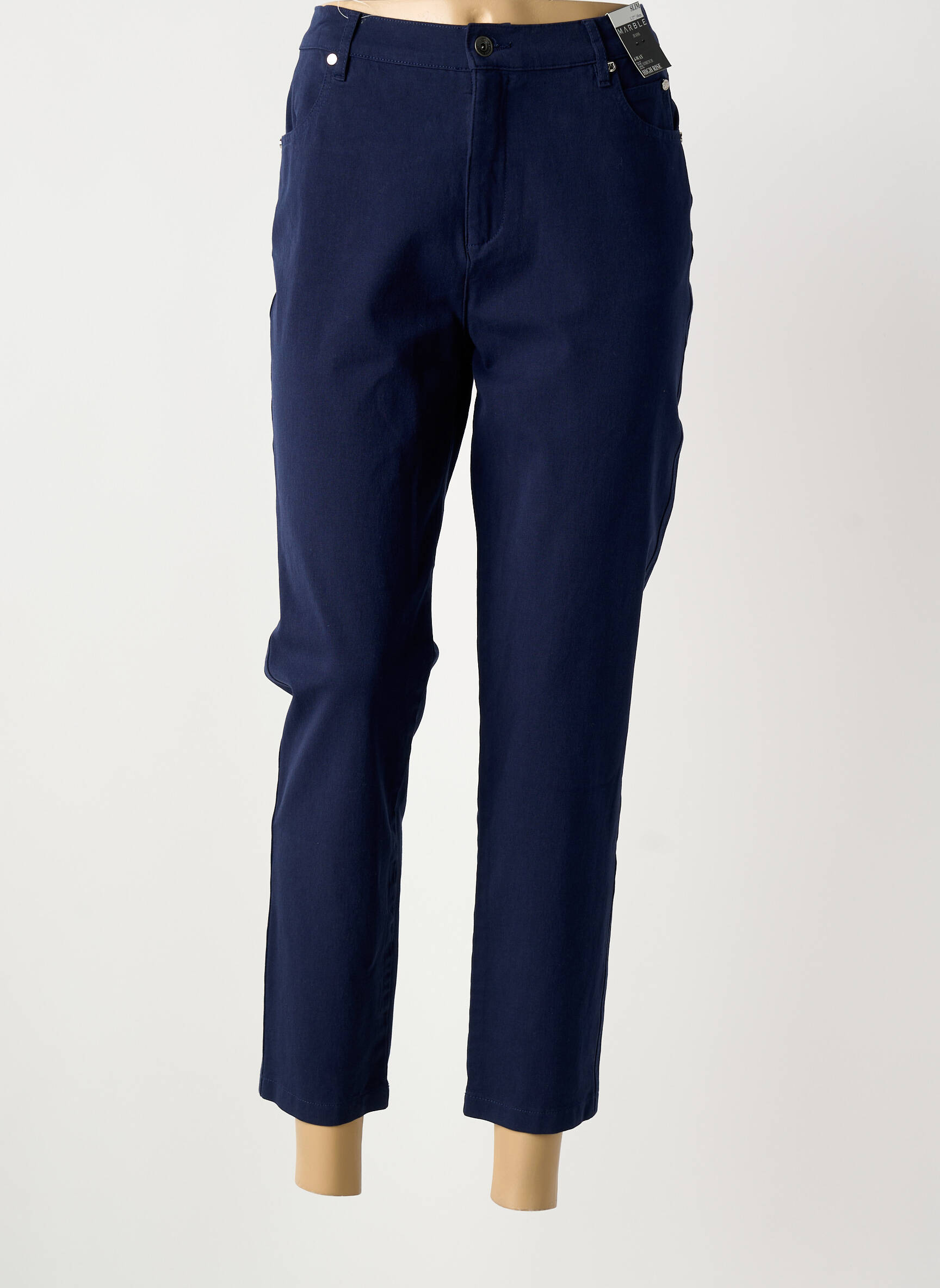 Jeans coupe slim stretch taille haute bleu MARBLE femme