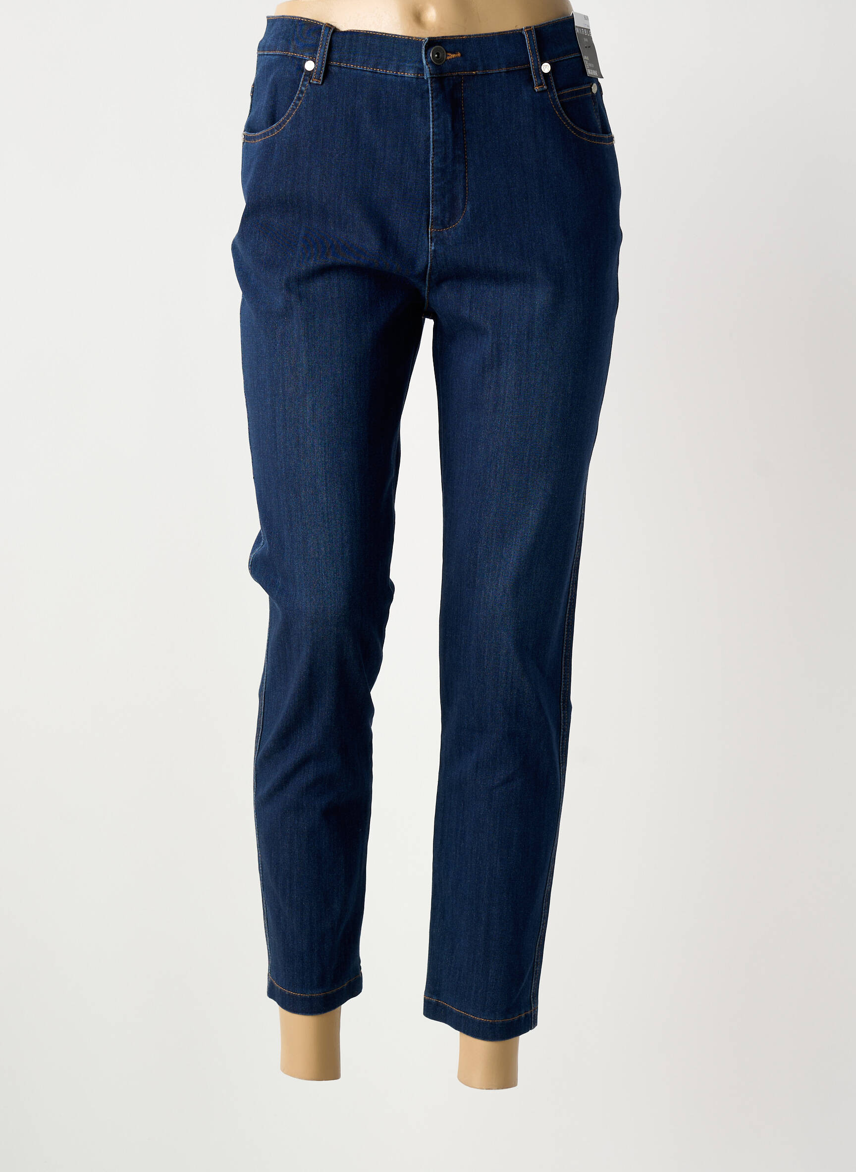 Jeans coupe slim tissage brut taille haute bleu MARBLE femme