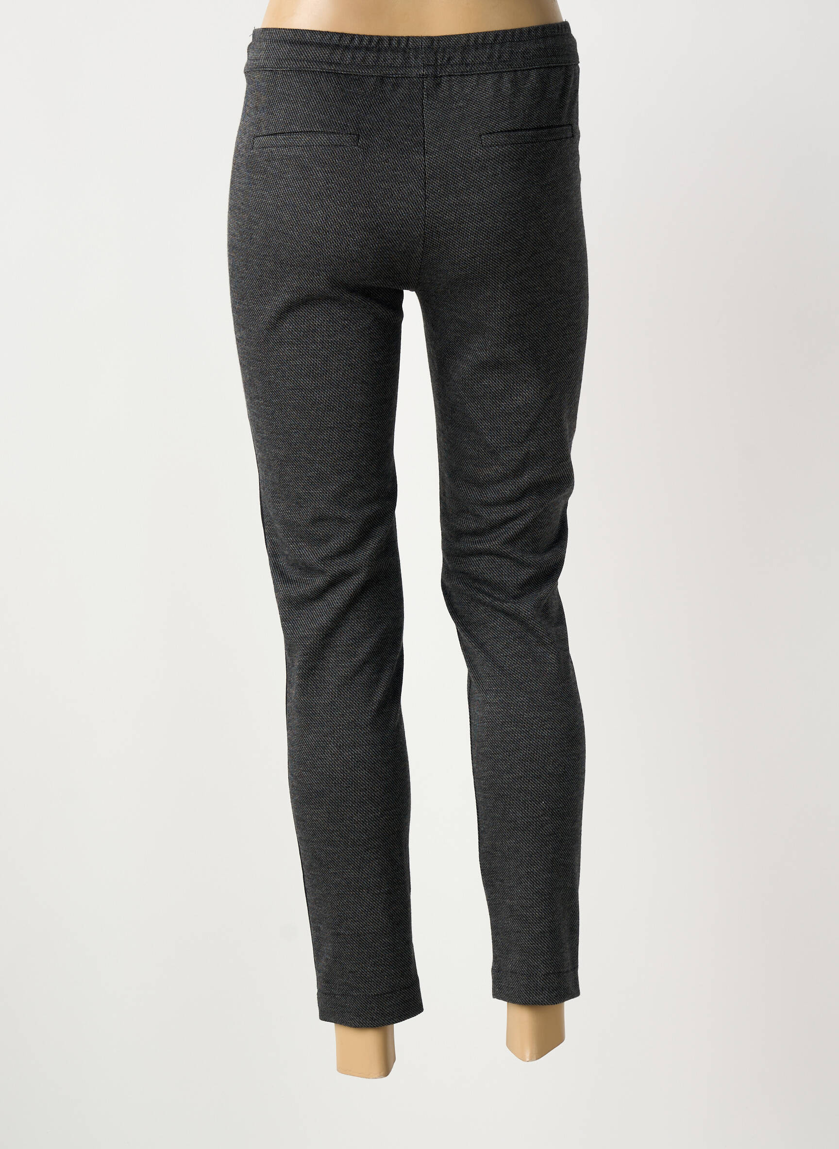 Pantalon chino broderie galons latéraux taille normale gris ANNA MONTANA femme