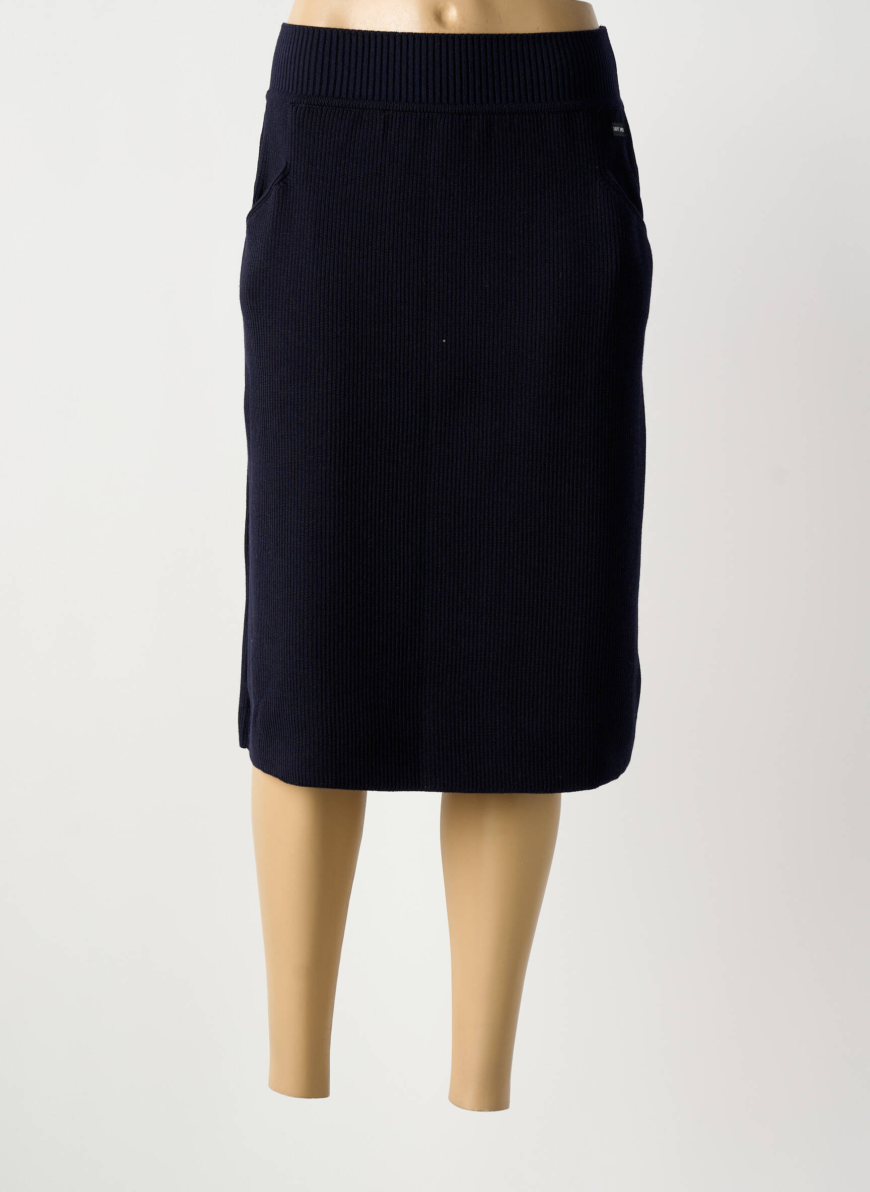 Jupe mi-longue stretch bleu SAINT JAMES femme