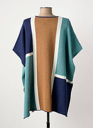 Poncho tissage jacquard bleu MARBLE femme