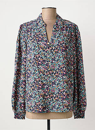 Chemisier coupe cintrée manches longues bleu MARBLE femme