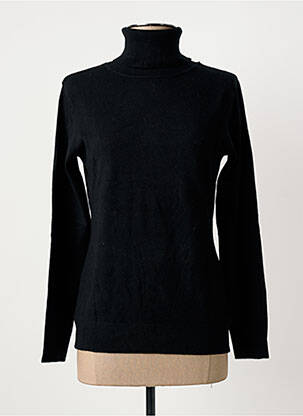 Pull col roulé coupe cintrée manches longues noir LUISA LOIRE femme