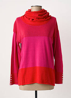 Pull col roulé maille souple et aérée manches longues rouge MARBLE femme